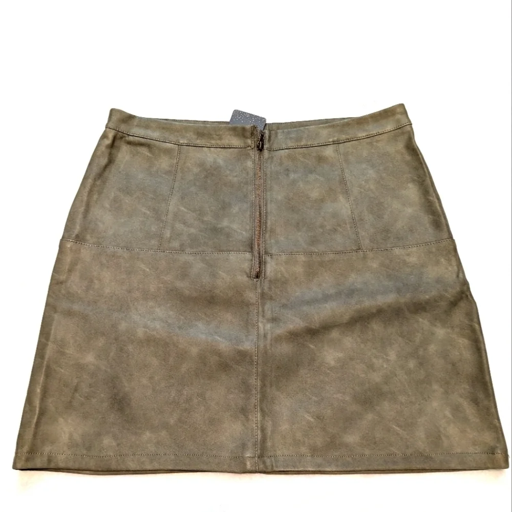 Shinestar Olive Green Leather Mini Skirt Size Large